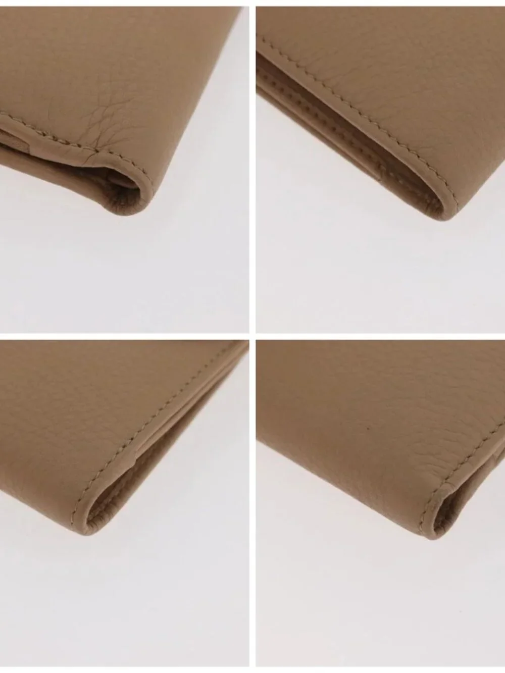 Christian Dior Bifold Wallet Leather Beige Silver Auth 181514